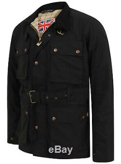 New Mens Motorcycle Wax Cotton Jacket Biker Waxed Belted Coat British UK Made