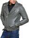 New Mens Premium Gray Color Biker Jacket Crafted From Genuine Sheepskin Leather