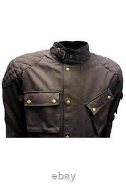 New Motorcycle Motorbike Black Wax Cotton Wp Armour Biker Cotton Wax Jacket