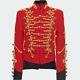 New Red Menswear Inspired Embellished Military Gold Braiding Jacket Fast Ship