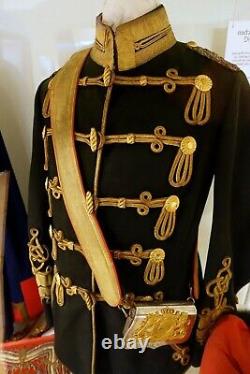 New Red Wool French + New Navy Blue Men Tailcoat+black braid jacket+ epaulets