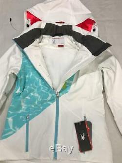 New Spyder Women's Pandora Primaloft Ski Hooded Winter Jacket, White, Size 10