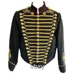 New Steampunk Military Jacket Women's Black With Gold Braid Coat Fast Shipping