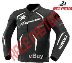 New Suzuki Hayabusa Black Men Motorbike Motorcycle Racing Leather Jacket Xs-3xl