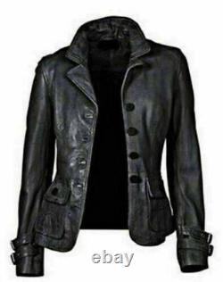 New Women's Genuine Lambskin Soft Leather Motorcycle Slim fit Biker Jacket/Coat