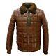 New Zilli Real Mink Collar Quilted Genuine Leather Brown Jacket For Men