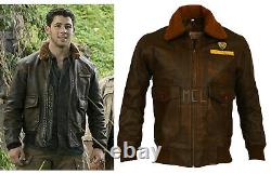 Nick Jonas Jumanji Welcome To The Jungle Brown Real Genuine Leather Jacket