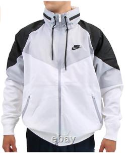 Nike Sportswear Windrunner Hooded Jacket Mens Size S White Black CN8770-100