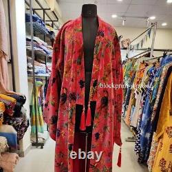 OFMD Pink Bird Velvet Banyan Fabric Kimono Original OFMD Break Up Robe Jacket