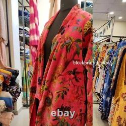 OFMD Pink Bird Velvet Banyan Fabric Kimono Original OFMD Break Up Robe Jacket