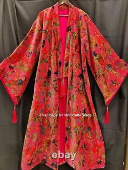OFMD Pink Bird Velvet Banyan Fabric Kimono Original OFMD Break Up Robe Jacket