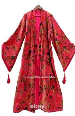 OFMD Pink Bird Velvet Banyan Fabric Kimono Original OFMD Break Up Robe Jacket