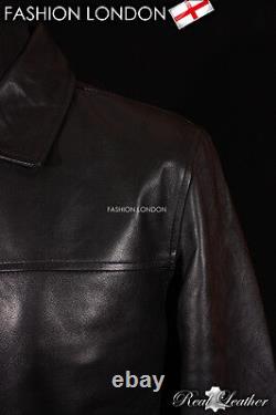 OXFORD' Black Men's Classic Lambskin Simple Casual Leather Jacket