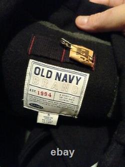 Old Navy Mens Black Large Wool Jacket coat 1994 has orginal store brown ticket