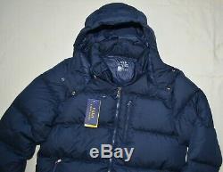 POLO RALPH LAUREN Mens down winter jacket Medium New M coat blue hooded hood nwt