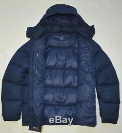 POLO RALPH LAUREN Mens down winter jacket Medium New M coat blue hooded hood nwt