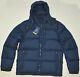 Polo Ralph Lauren Mens Down Winter Jacket New Large L Coat Navy Blue Hooded Hood
