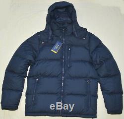 POLO RALPH LAUREN Mens down winter jacket New XXL 2XL coat Navy blue hooded hood
