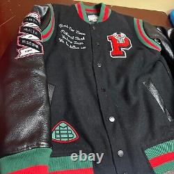 Parish Nation Mens Black Buck Makers Long Sleeve Pockets Varsity Jacket Size L