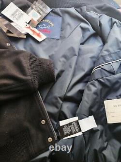 Paul Shark Aviator Jacket Virgin Wool Bomber Dark Blue Genuine, Size XL New