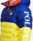 Polo Ralph Lauren Skier Cookie Logo Down Hoodie Pullover Jacket Blue Mens Sz L