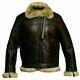 Raf Aviator Mens B3 Bomber Pilot Flying Fur Collar Real Buffalo Leather Jacket