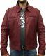 Red Men's Handmade Genuine Lambskin Leather Jacket Stylish Long Sleeve Biker