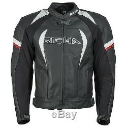 RICHA Piranha Leather Motorcycle Black/White/Red Bike Jacket D3O Armour WAS £299