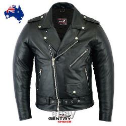 RIDERACT Brando Style Leather Motorcycle Jacket Touring Motorbike Riding Jacket