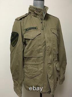 Ralph Lauren Denim & Supply Men Skull Patched Military Field Jacket Khaki sz XL