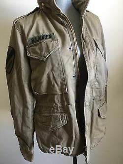 Ralph Lauren Denim & Supply Men Skull Patched Military Field Jacket Khaki sz XL