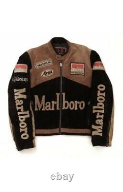 Rare Marlboro Man Formula Racing McQueen Leather Jacket Indian Motorcycle