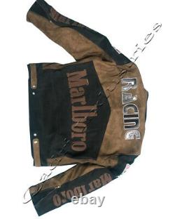 Rare Marlboro Man Formula Racing McQueen Leather Jacket Indian Motorcycle