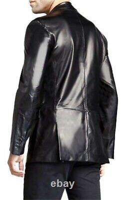 Real Leather Blazer For Men's Soft Lambskin Two Buttons Casual Sports Event Coat