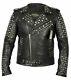 Real Leather Jacket With Stud Embellishment/men's Rocker Motorcycle Studs Jacket