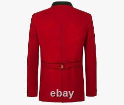 Red German Bavarian Jacket Austrian Traditional Tyrol Loden Blazer Wool Jacket