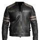 Retro 1 Mens Vintage Motorcycle Cafe Racer Biker Black Real Leather Jacket New