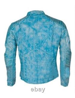 Superman Genuine Leather Jacket Blue Premium Quality, 4 colors available