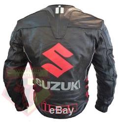Suzuki 4269 Black Motorcycle Motorbike Bikers Cowhide Leather Ce Armoured Jacket