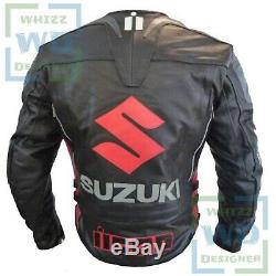 Suzuki ICON 4269 Hand Made Black Cowhide Leather Biker Jacket Motorcycle Coat