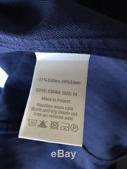 TOAST Womens Cotton & Linen Twill Navy Blue Blazer Jacket Sz UK 14 New With Tags