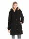 Tommy Hilfiger Women's Diamond-quilted Down Coat Jacket Faux Fur Trim Hood Black