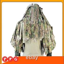 Tactical Suit Breathable Hood with 3D Leafy Stripes Sniper Jacket Hunting CS