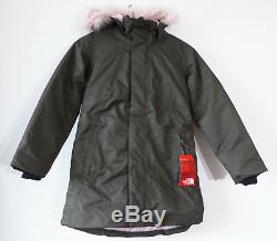 The North Face Girl's ARCTIC SWIRL DOWN PARKA 550 Jacket New Taupe Green M 10-12