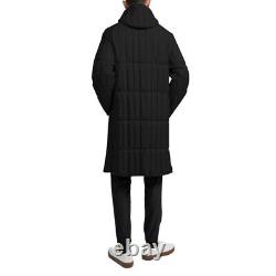 Theory Men's Alvar Long Hooded Down Jackets, Black Tissue Nylon, Large 7821-4