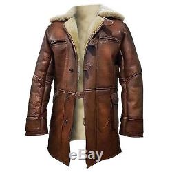 Tom Hardy Dark Knight Brown Bane Coat Leather jacket for Men Cafe Racer Trench