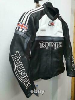 Triumph Motorbike Motorcycle Cowhide Leather Bikers Sports Jacket