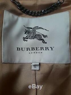 Used Burberry Pea Coat Jacket Camel Cashmere Wool Uk12/14 Women Large Trench Mac