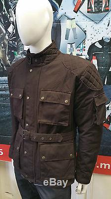 Warrior Brown Motorcycle Cotton Wax Wp Lined Body Armour Motorbike Biker Jackets