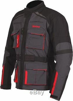 Weise Bora Mens Gunmetal Red Textile Armoured Motorcycle Jacket New RRP £199.99